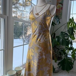 Elegant Gold and Silver Formal Maxi Dress